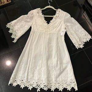 Betsy Johnson creamy white size 2 all Cotten dress.Boho style. Loose fit